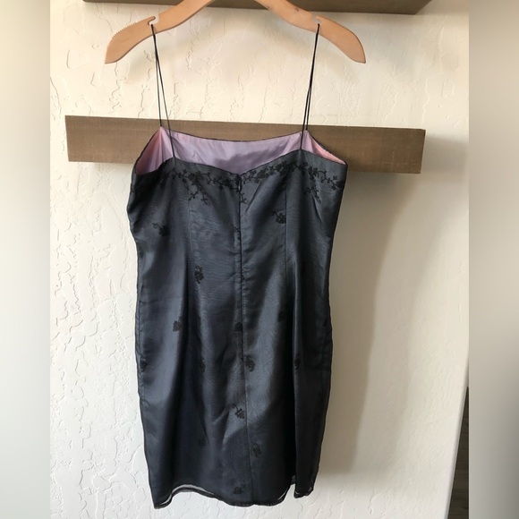 Laundry by Shelli Segal|90’s 100% SILK sheer lined floral embroidered mini dress - Picture 5 of 12